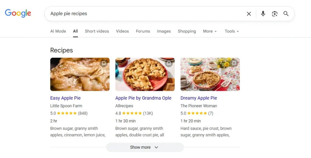 Recipes Snippet
